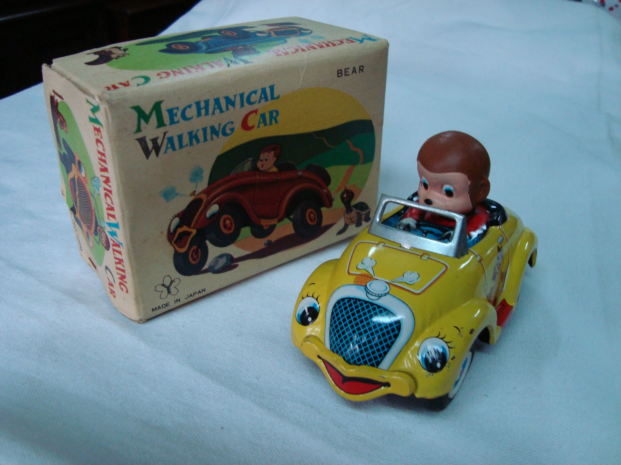 Mechanical Walking Car Tin Toy w/ Box