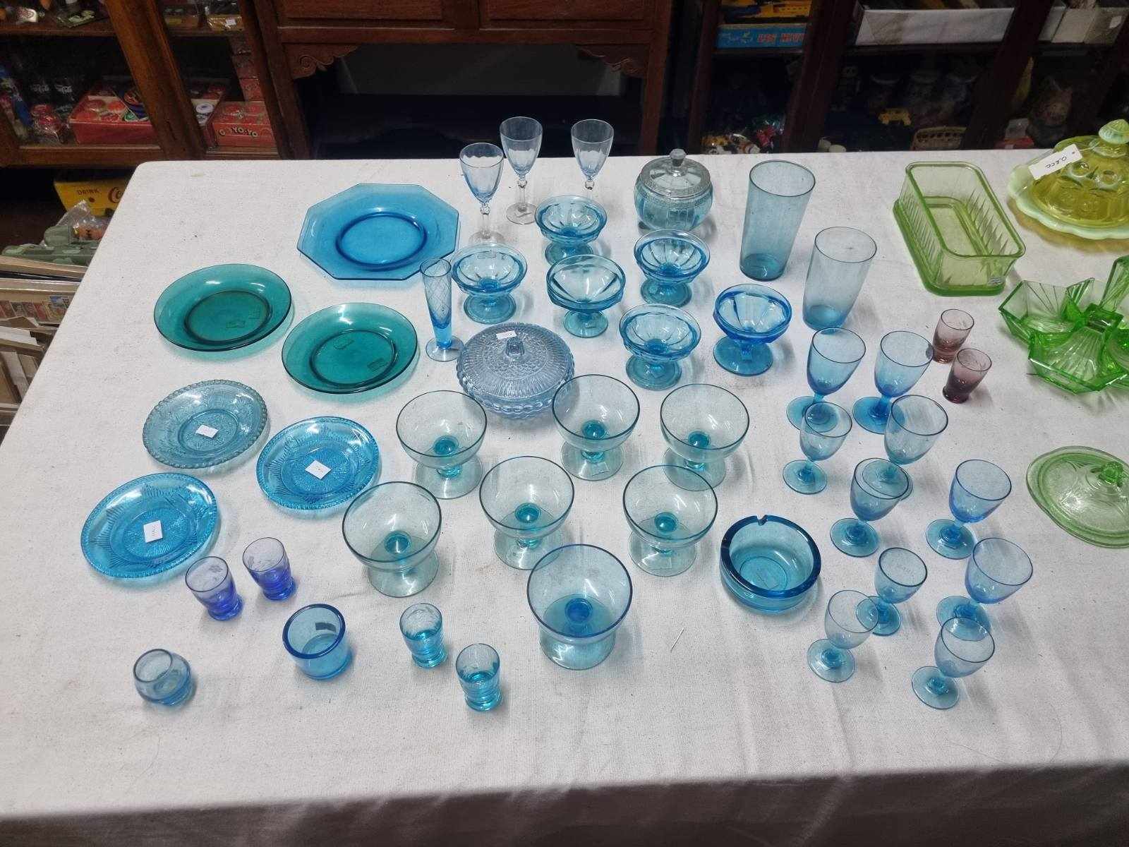 Blue & Green Depression Glass