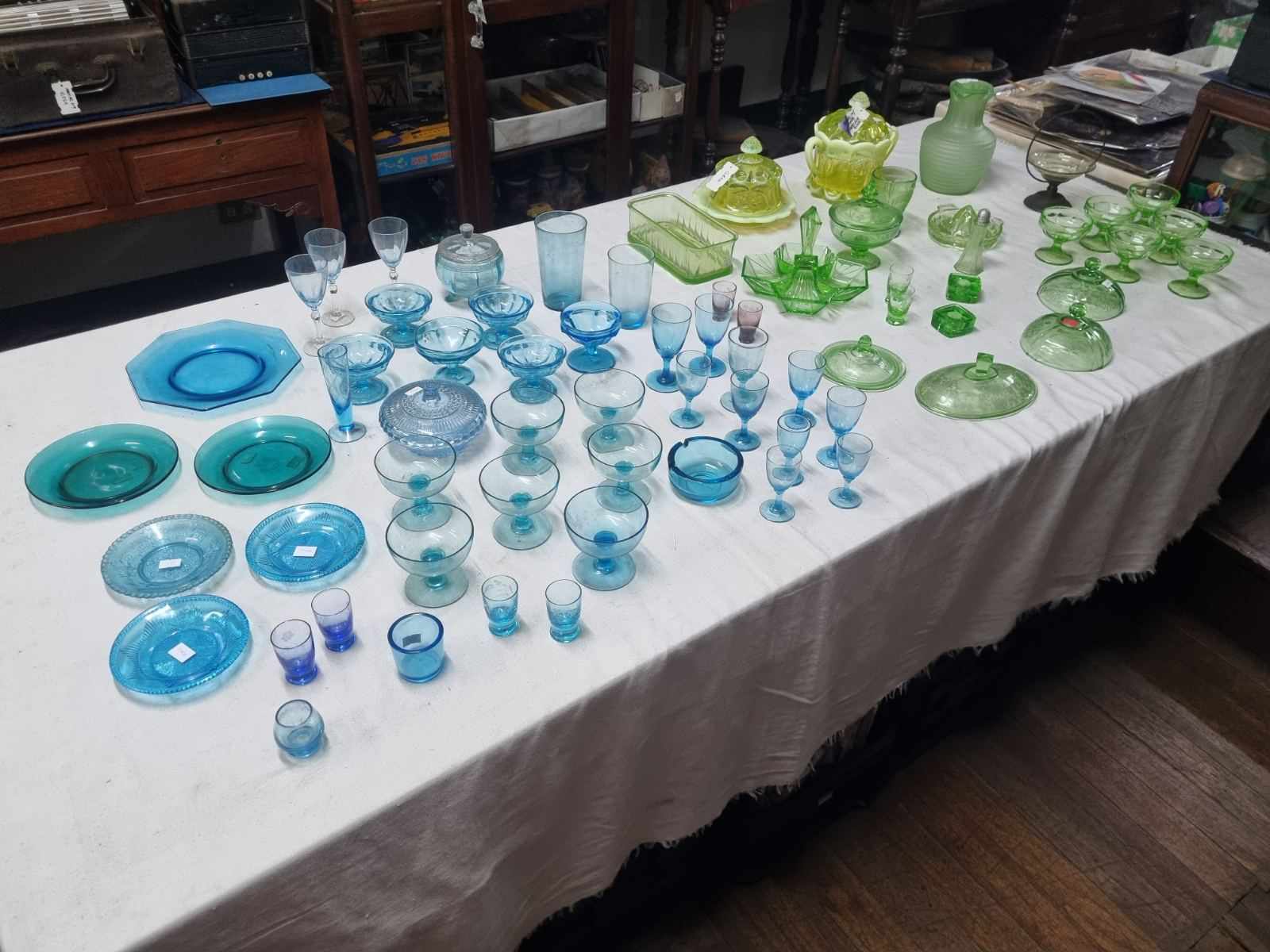 Blue & Green Depression Glass