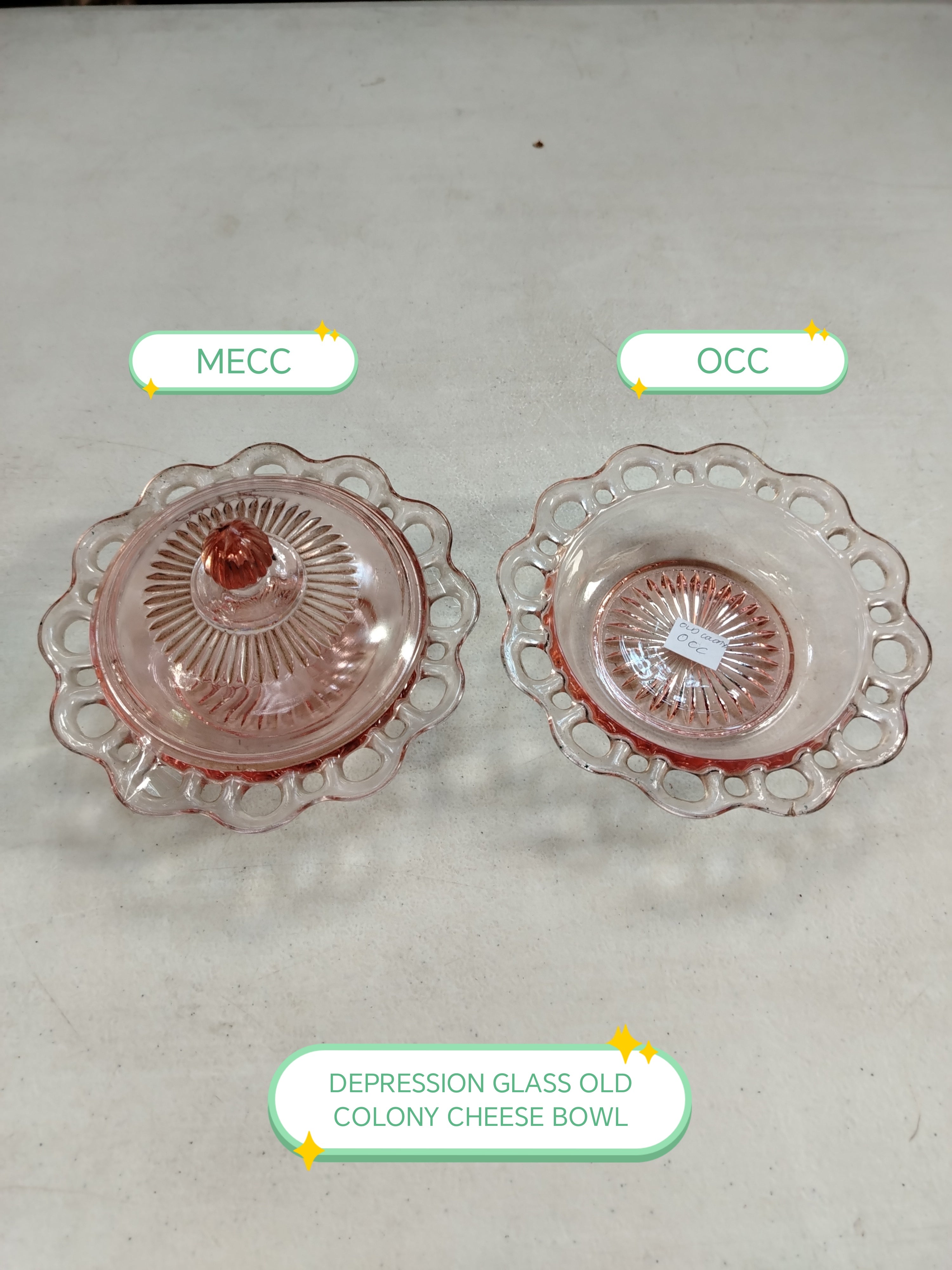 OLD COLONY PINK DEPRESSION GLASS CHEESE BOWL