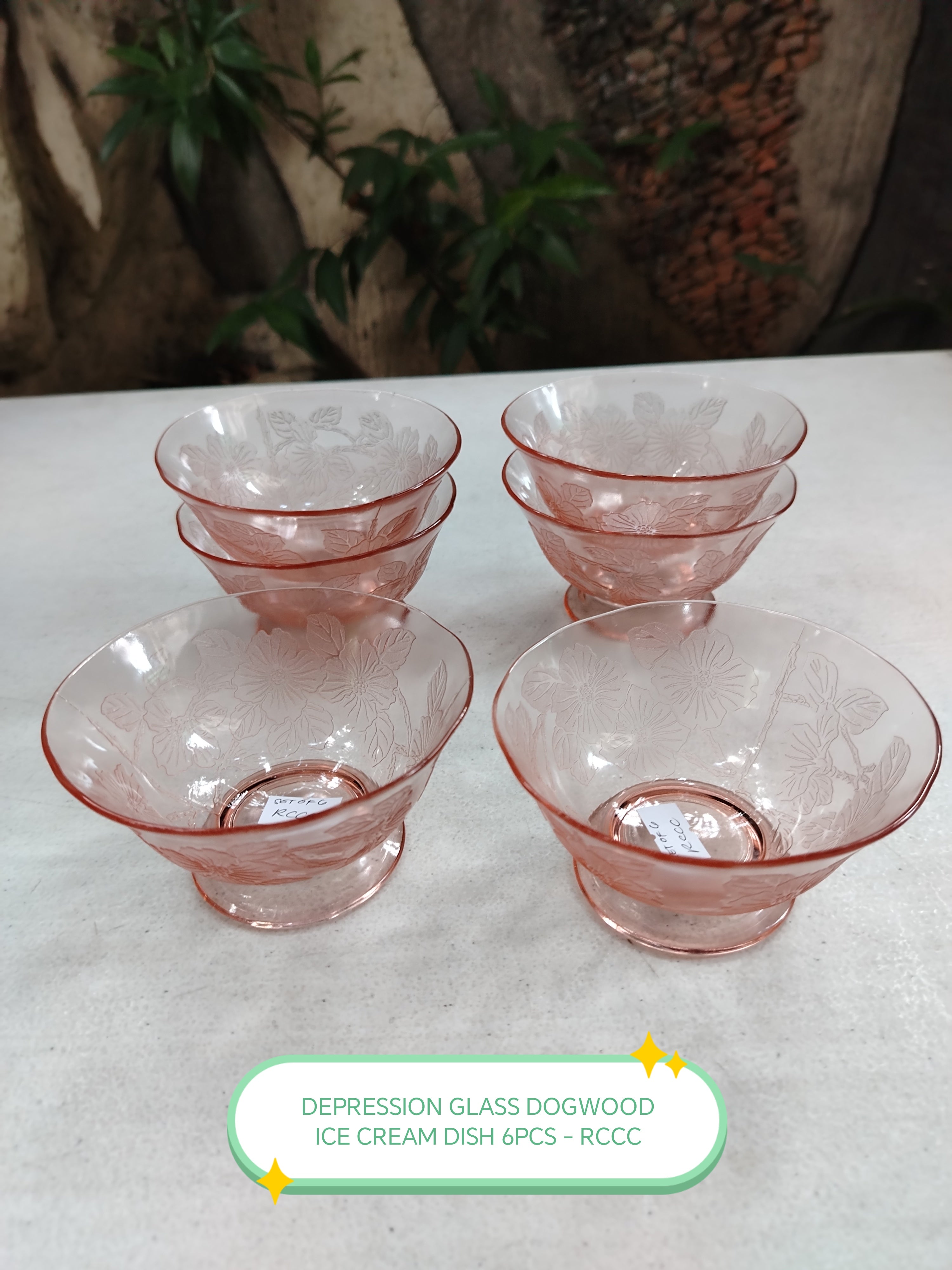 DOGWOOD PINK ICE CREAM DISH DEPRESSION GLASS