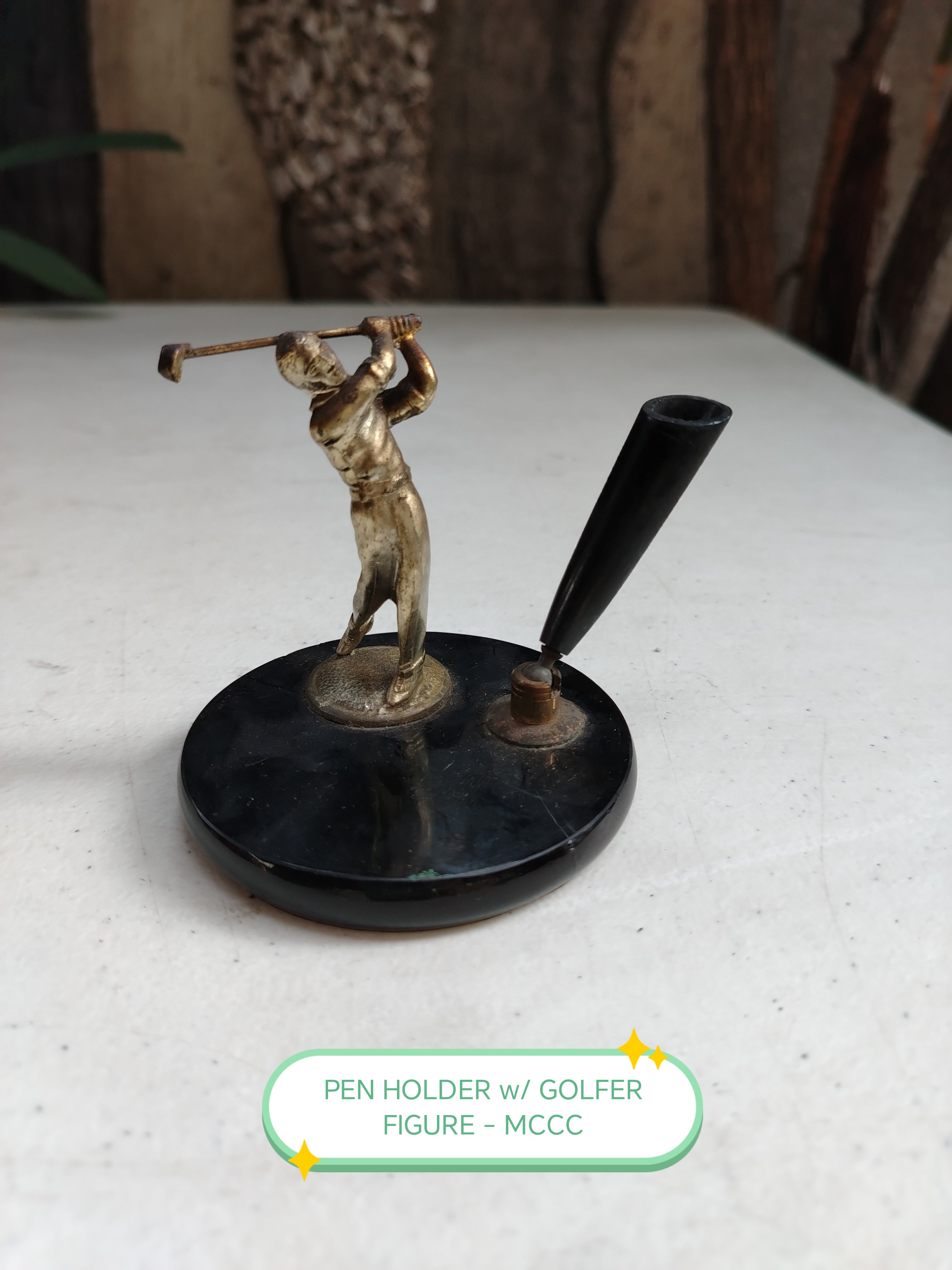 PEN HOLDER W/ GOLFER FIGURE