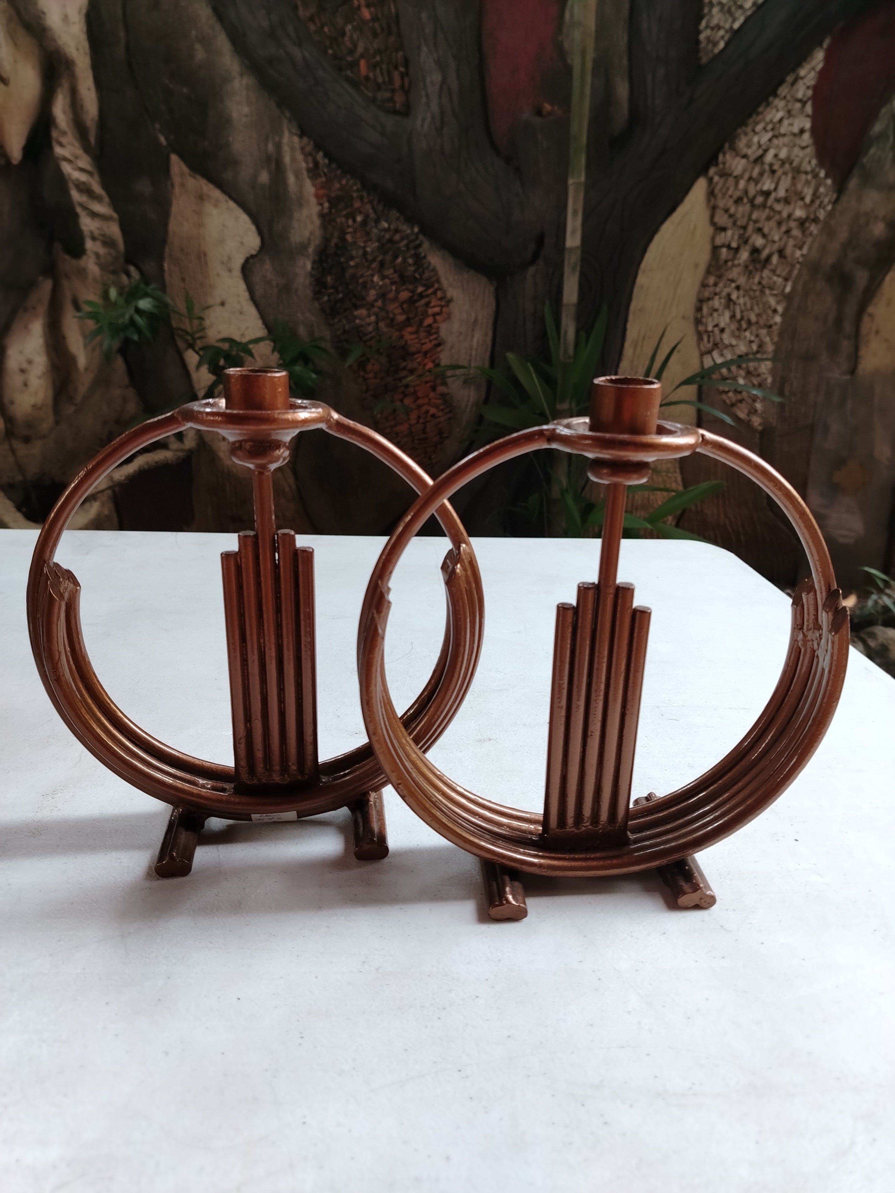 METAL CANDLE HOLDER PAIR