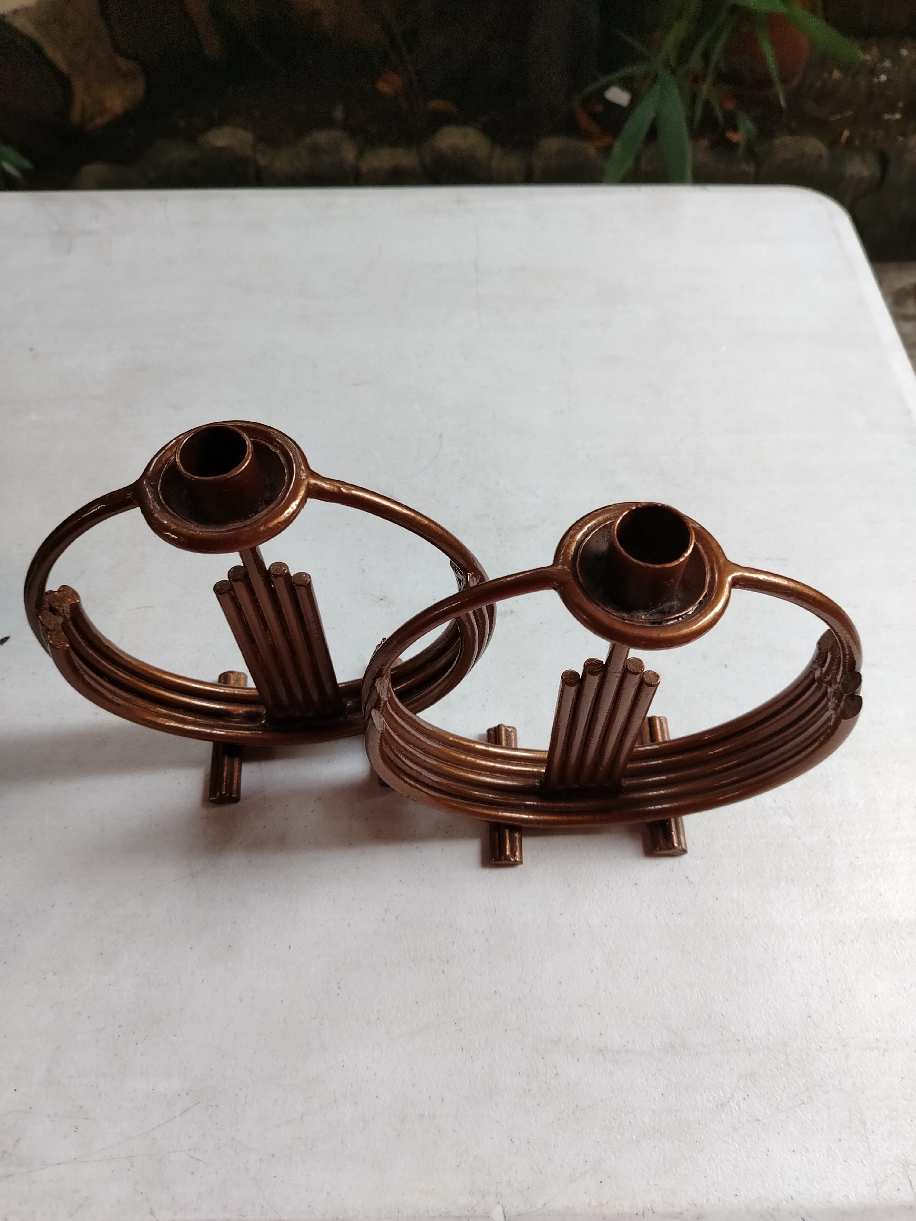 METAL CANDLE HOLDER PAIR